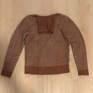 J. Crew factory Brown and Cream Cowl Neck Sweater